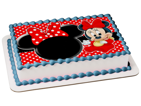 Minnie Mouse Happy 1st Birthday and a Photo Frame Edible Cake Topper Image ABPID57435 Hot on Sale