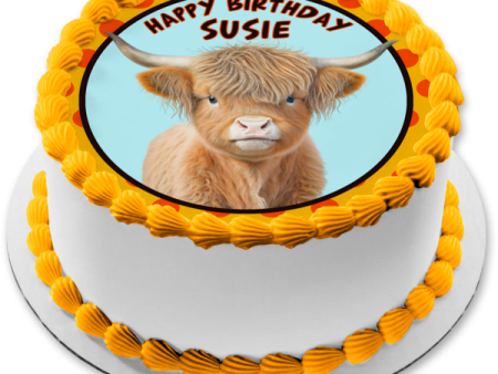 Baby Highland Cow Edible Cake Topper Image ABPID57437 Discount