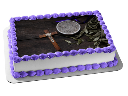 Ash Wednesday a Cross and Ashes Edible Cake Topper Image ABPID57345 on Sale